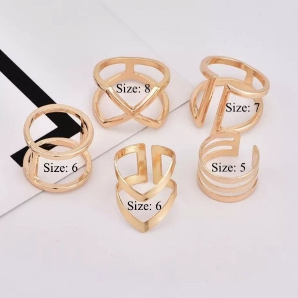Minimalist Gold Ring Set of 5 - Picture 4 of 4
